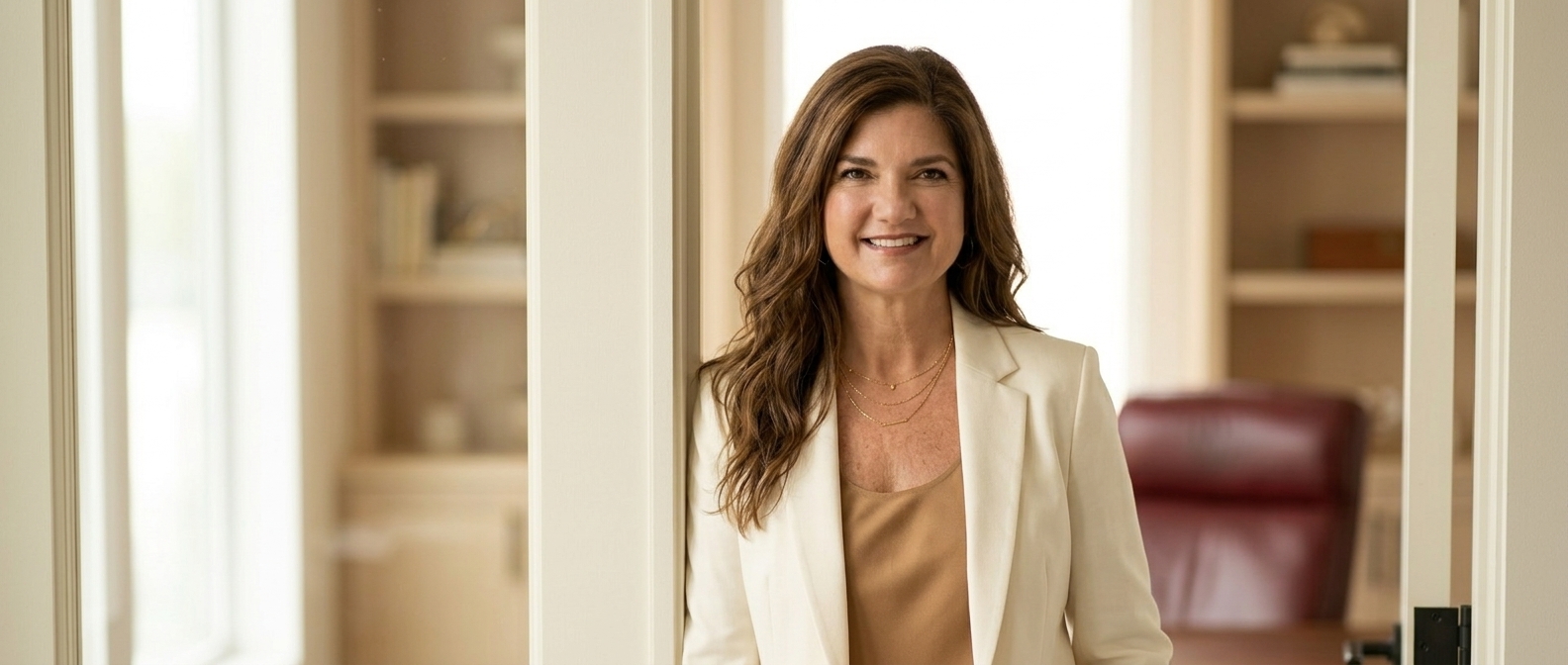 Confident leader in warm natural light